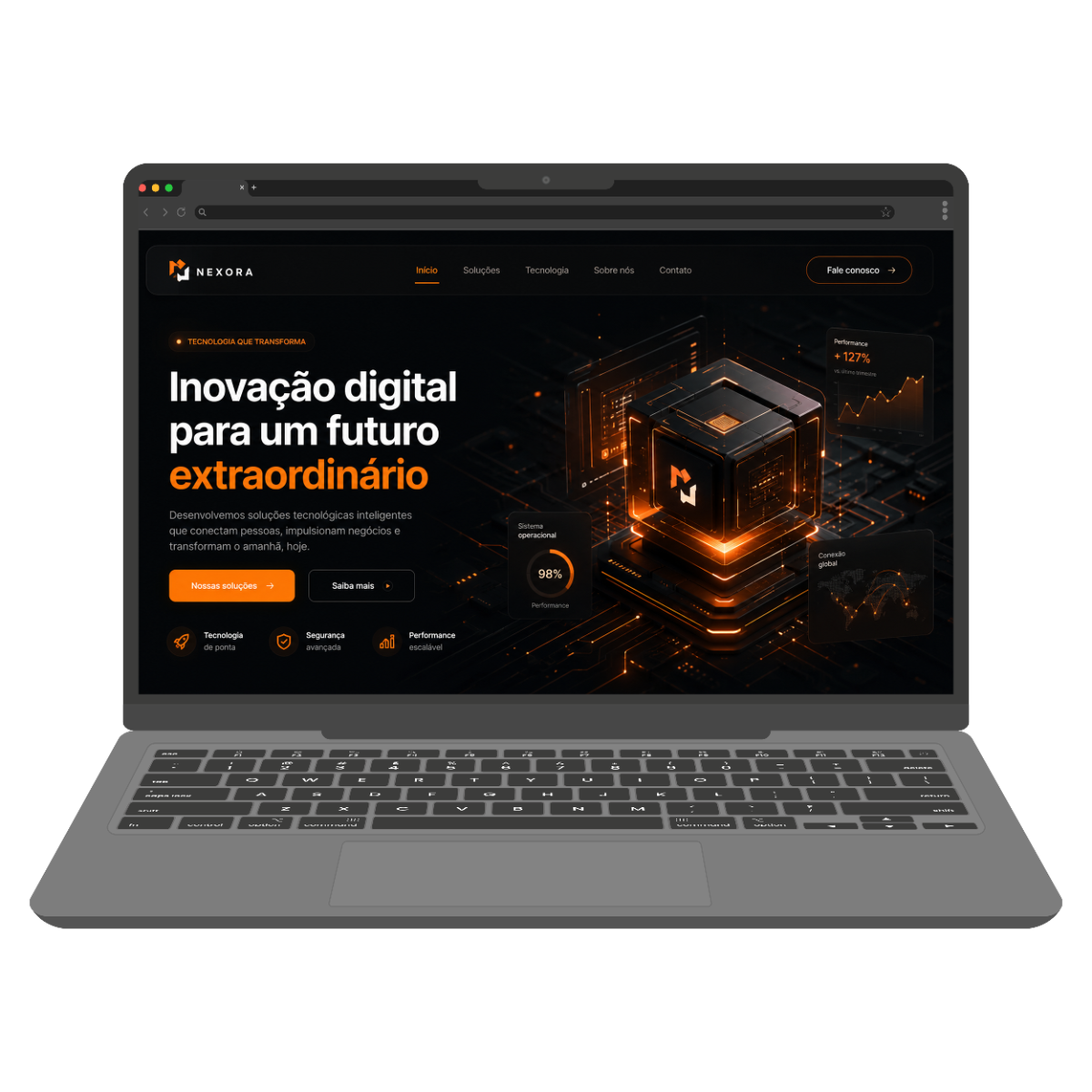 Mockup de site em laptop